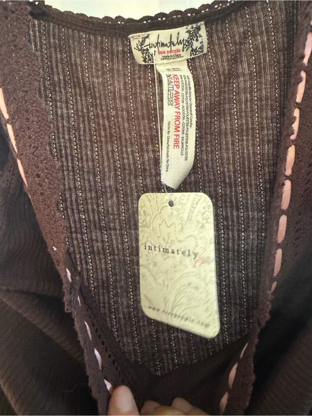 Scalloped Square Neck Tank Top in Brown - Picture 3 of 5